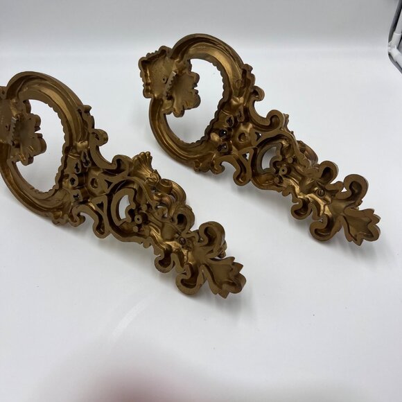 Pair Of Vintage 1970’s Dart Ind. Wall Sconce Cand Holders Gold Hollywood Regency - Picture 2 of 8